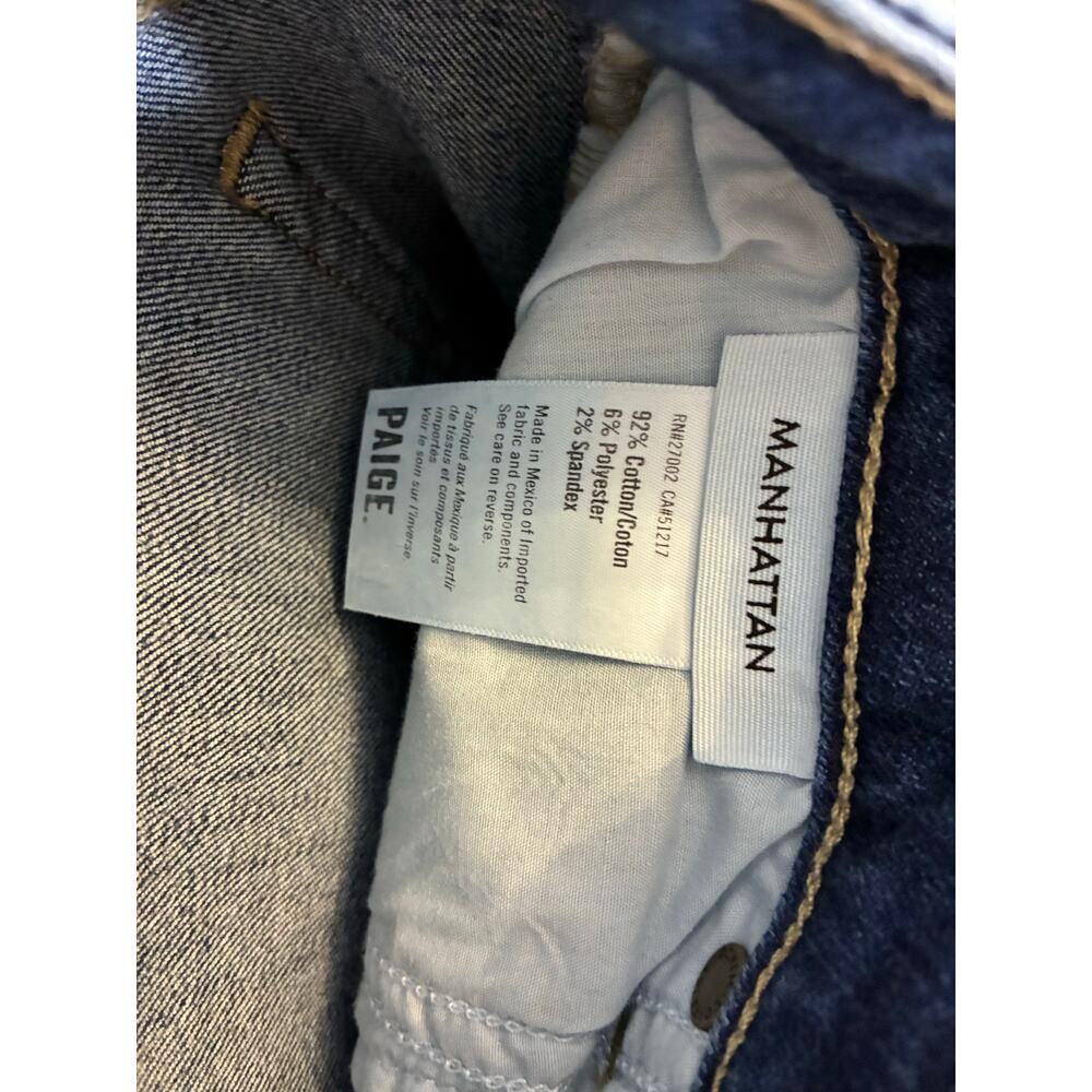 NWT PAIGE Manhattan Bootcut Jeans Womens 31 Dark Wash Mid Rise Stretch Denim - Picture 6 of 7